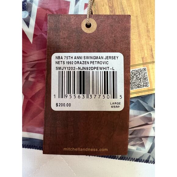 Mitchell & Ness New Jersey Nets Jersey Mens Drazen Petrovic NBA Swingman Size L - Picture 3 of 9